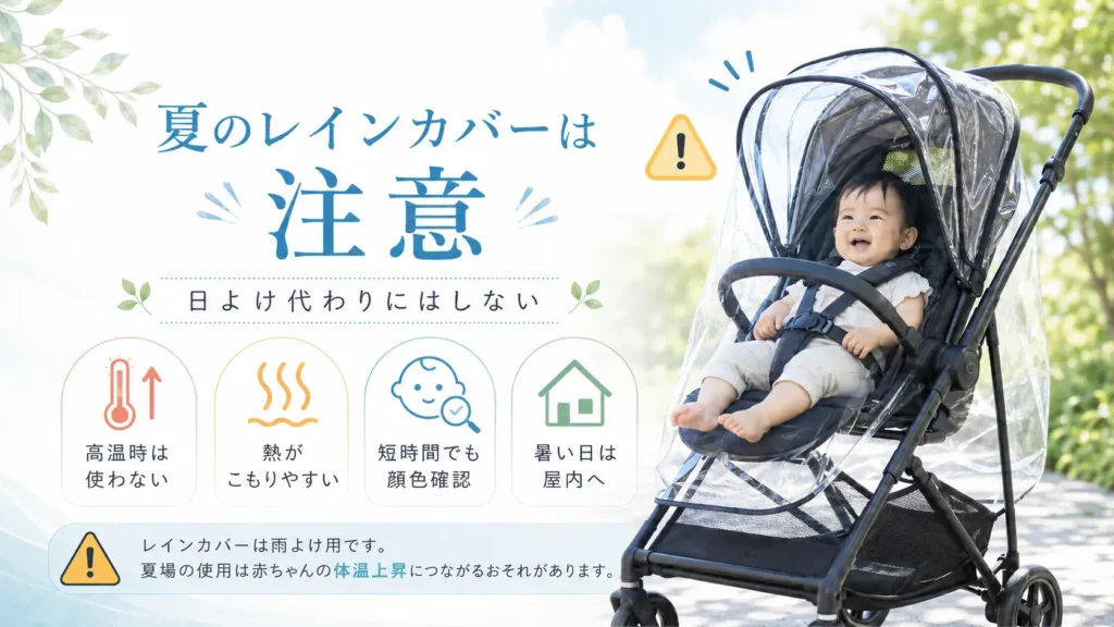 夏にメリオのレインカバーを使う時の注意点